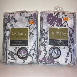 Bethany Grommet Top Panels Set Of 2 Purple Gray Vines 84 Inch Length Amethyst